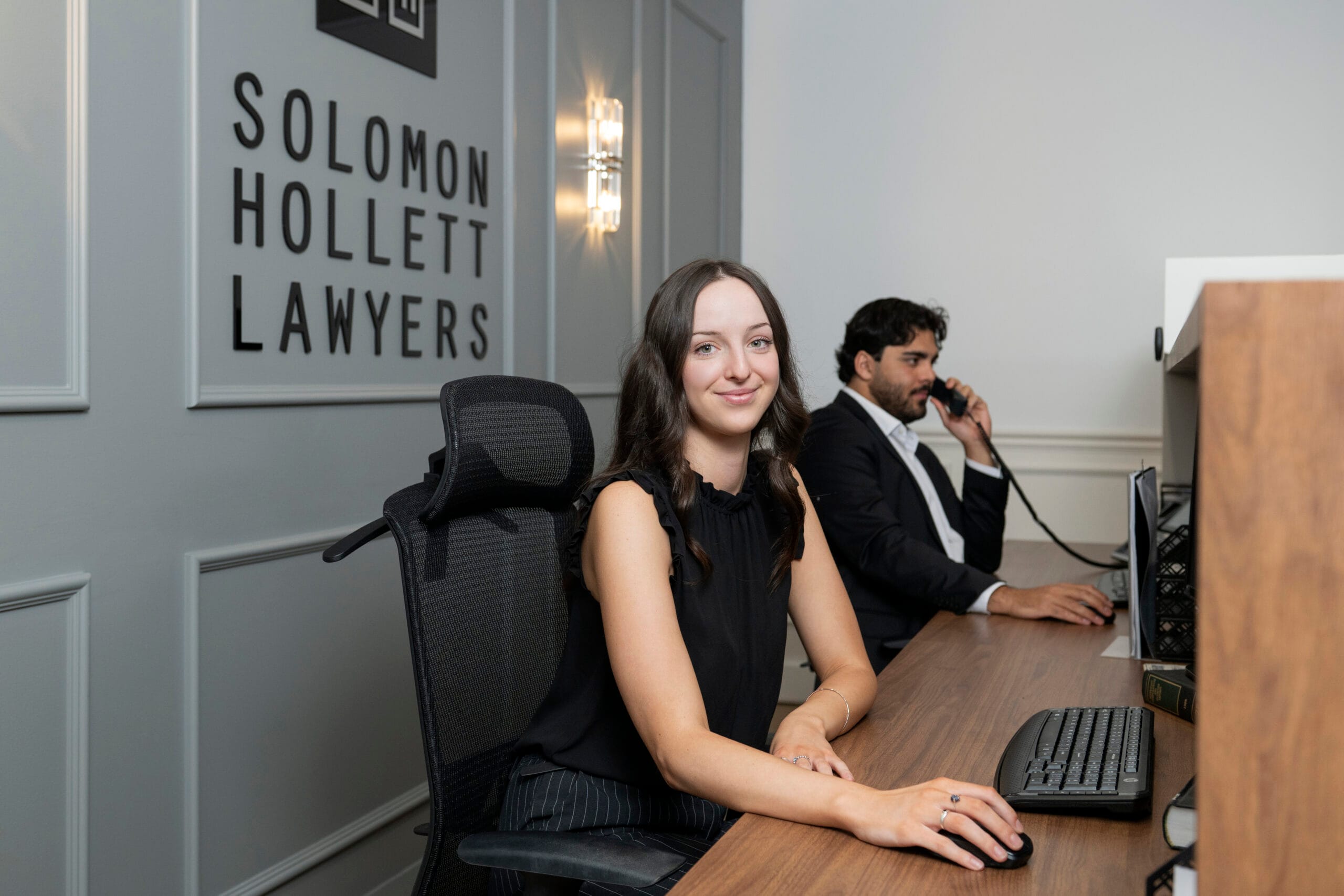 Reception team at Solomon Hollett Lawyers Perth office welcoming clients for estate planning and inheritance dispute advice.